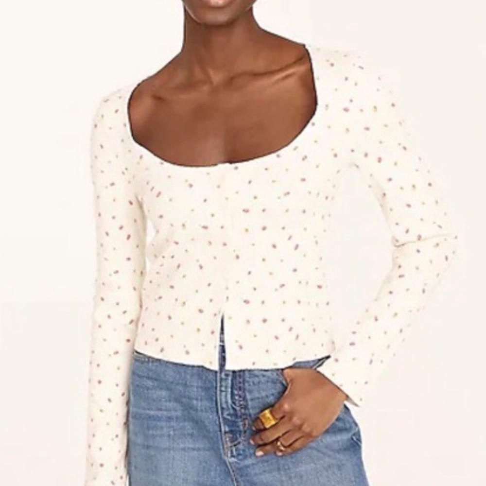 NWT J Crew Scoopneck Button-Front Rosebud Print Top L